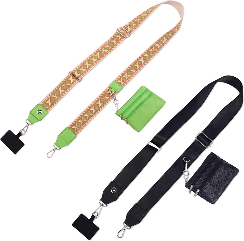 PUGPIU 2 Pack Clip and Go Strap for Phone with Wallet Crossbody - Phone Strap Crossbody with Zippered Pouch, Multifuctional Adjustable Cell Phone Lanyard for Going out - Image 1